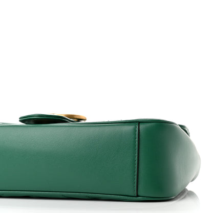 Gucci Calfskin Matelasse Small GG Marmont Shoulder Bag Emerald Green 12 of 15