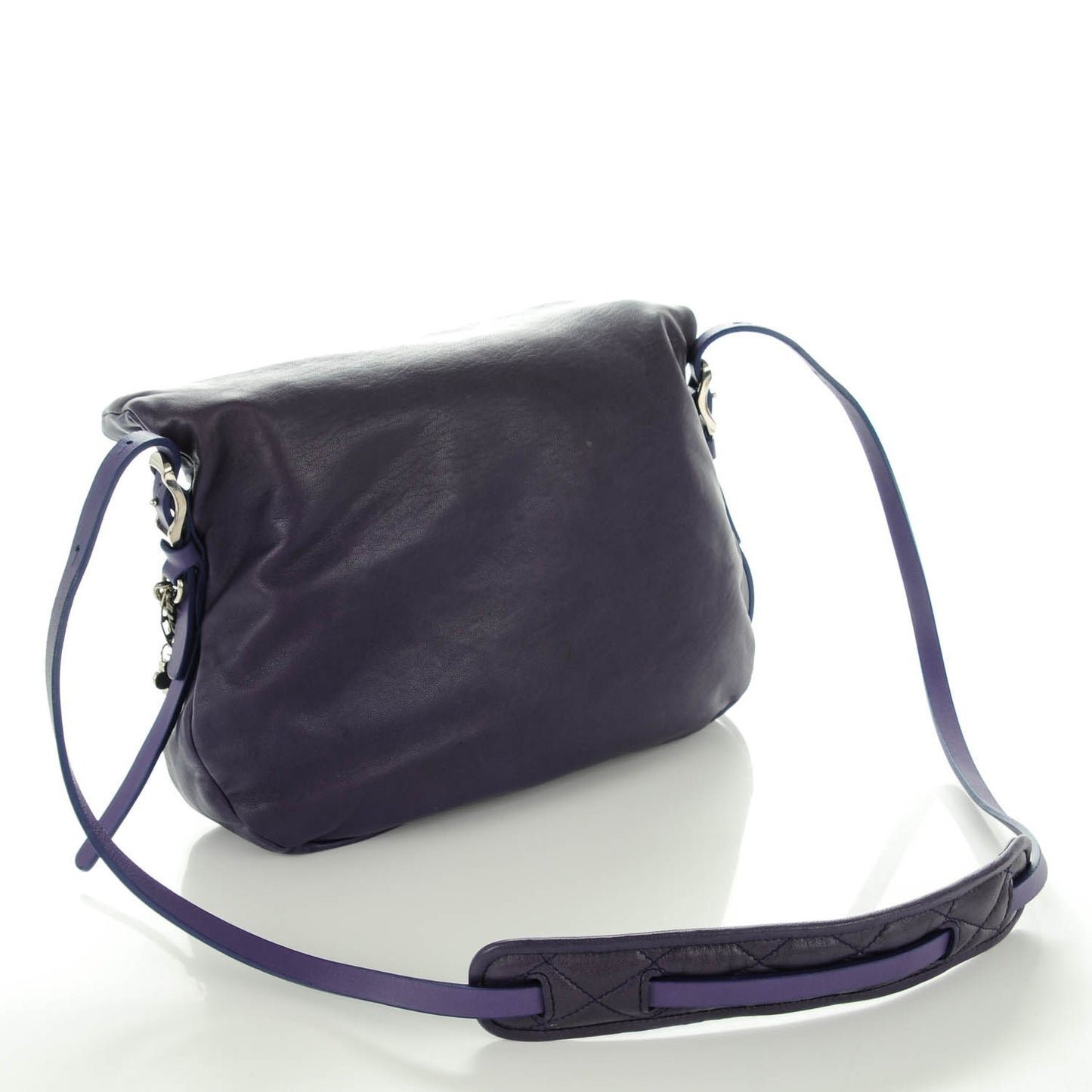 Lambskin Small Biker Saddle Chain Satchel Purple