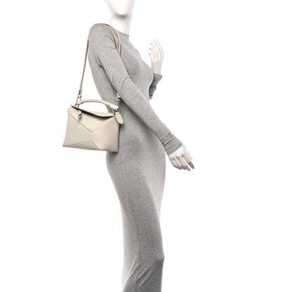 Loewe Soft Grained Calfskin Small Puzzle Edge Bag Soft White 2 of 9