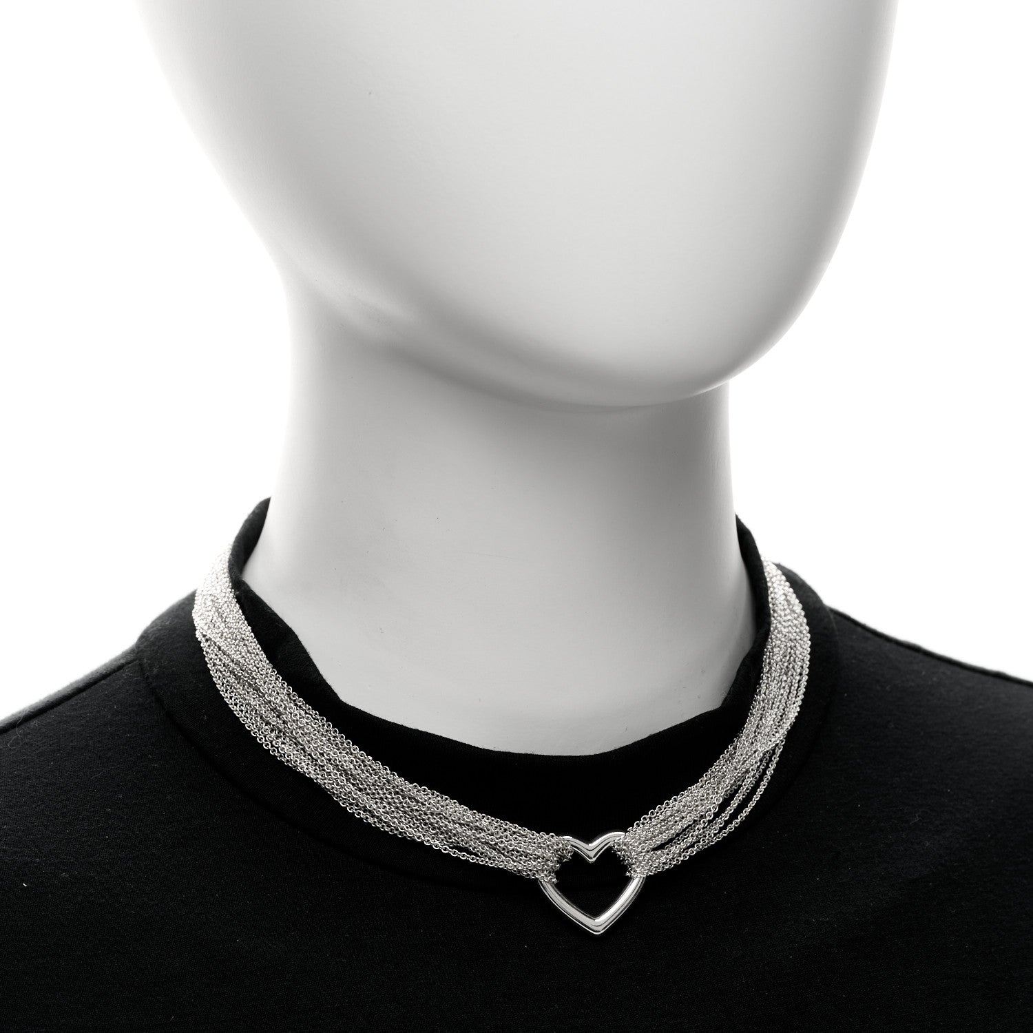 Tiffany Sterling Silver Heart Mesh Necklace 2 of 4