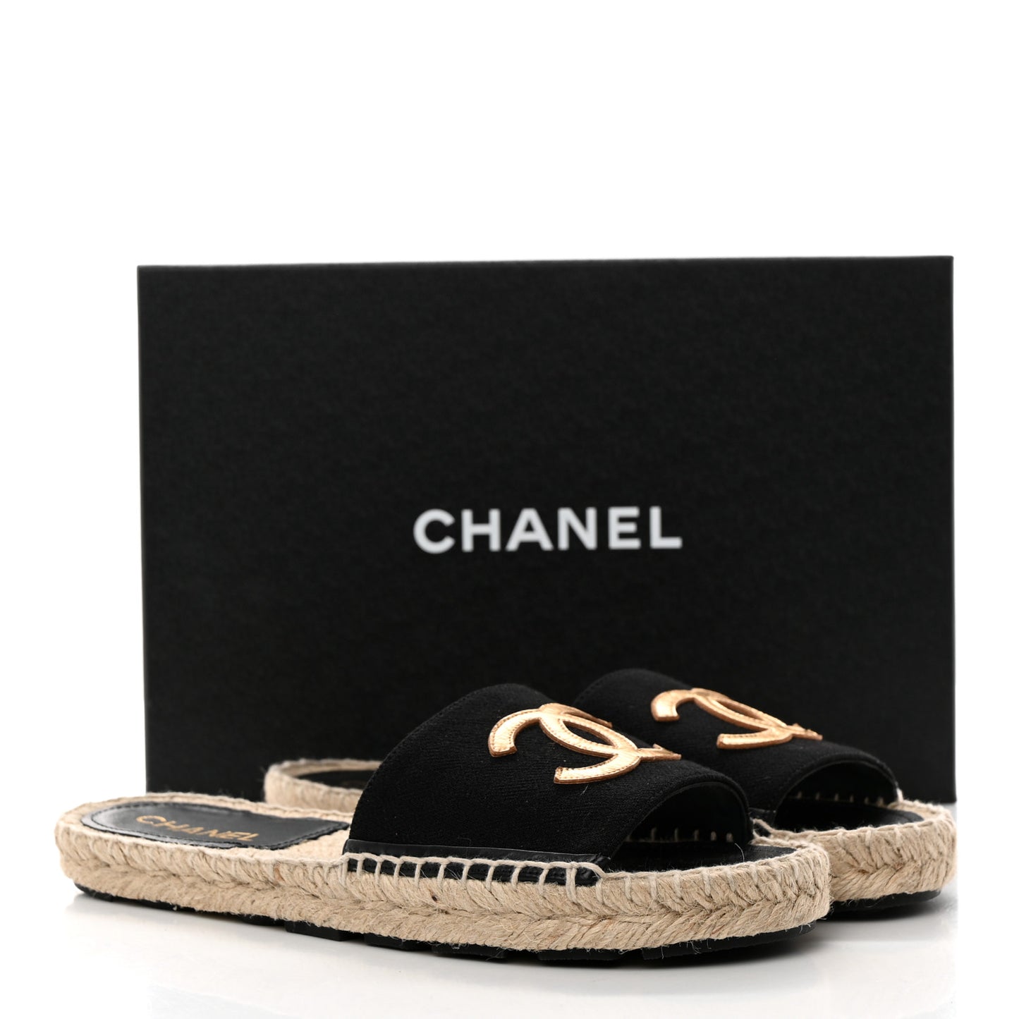 Wool Laminated Lambskin CC Slide Sandals 39 Black Gold