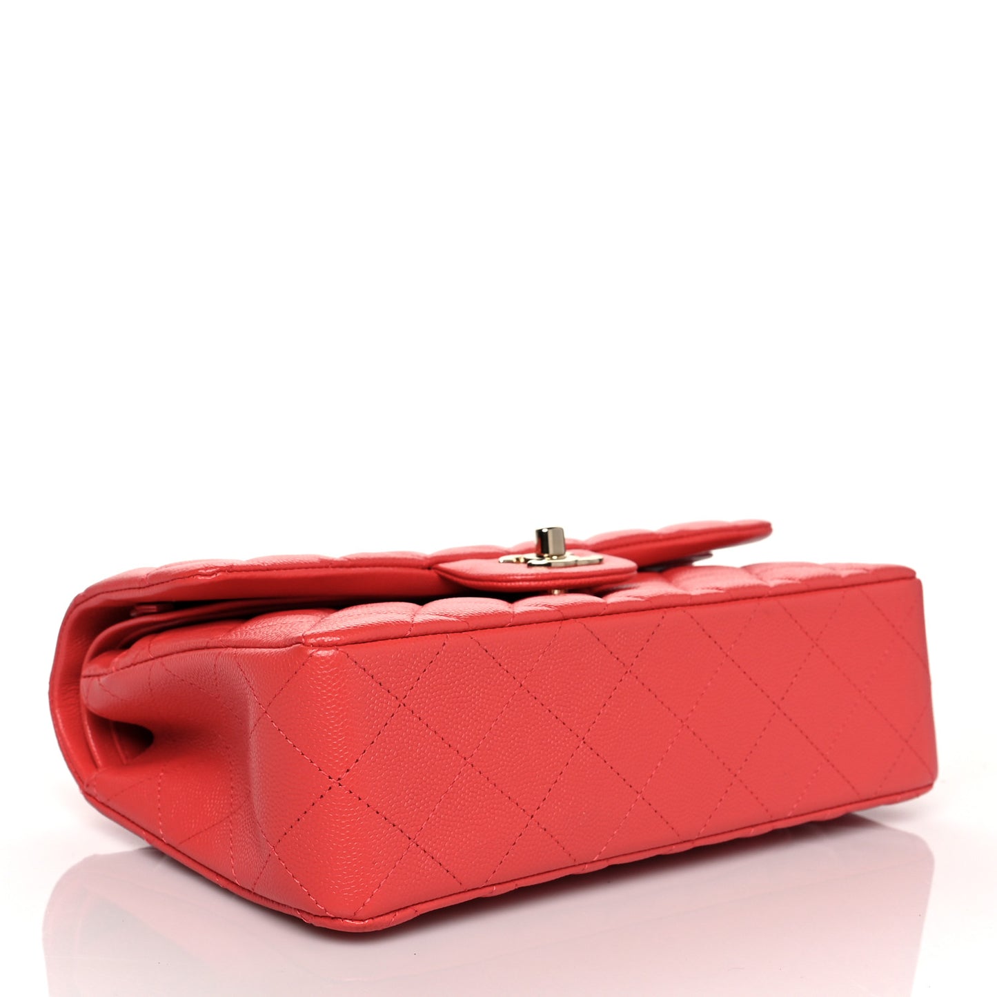 Caviar Quilted Small Double Flap Coral