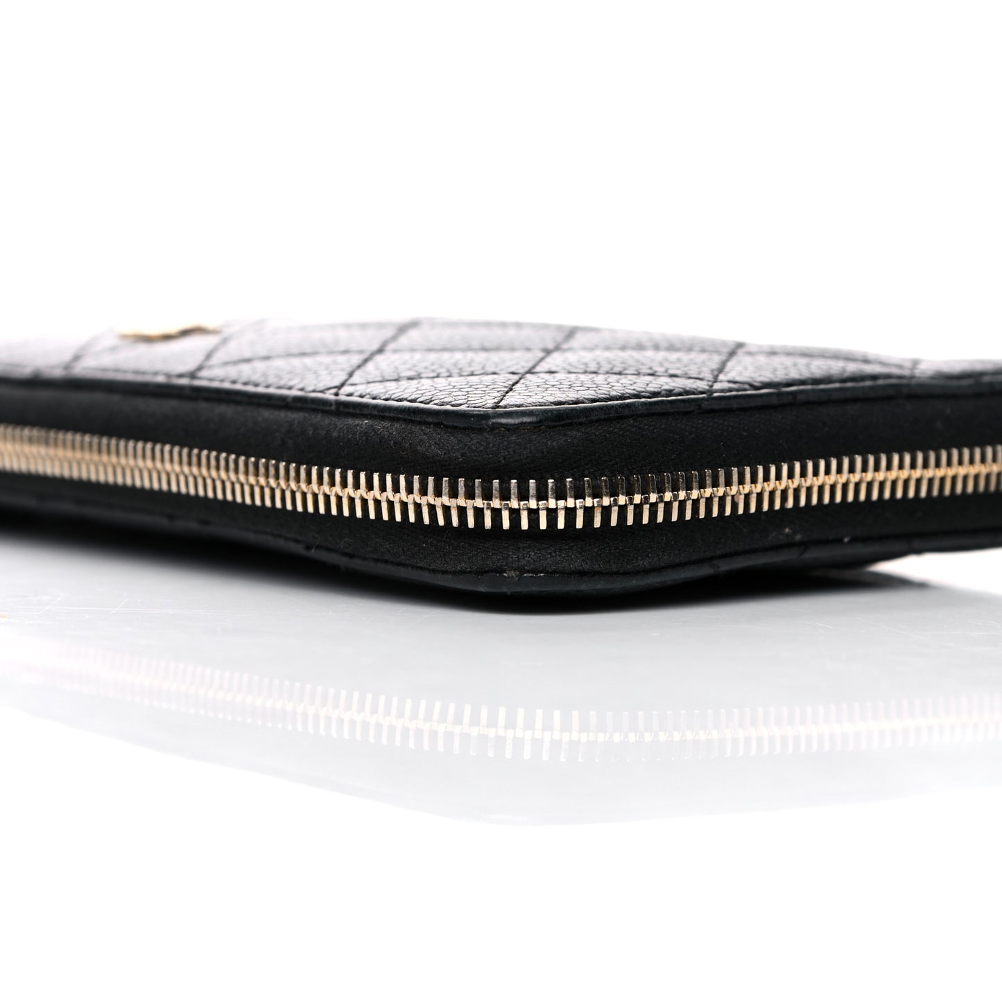 Caviar Quilted Large Zip Around Organizer Wallet Black
