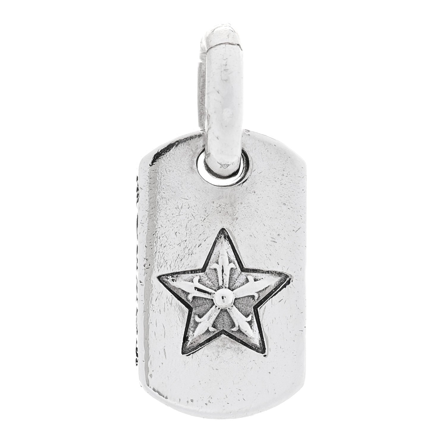 Chrome Hearts Sterling Silver Diamond Tiny Star Dog Tag Pave Charm