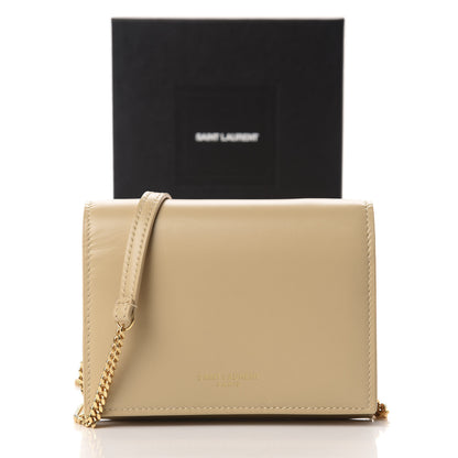 Saint Laurent Calfskin Monogram Chain Card Case Ivory Natural 11 of 11