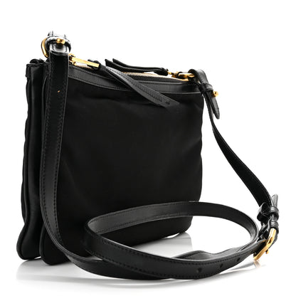 Prada Tessuto Nylon Soft Calf Double Zip Crossbody Bag Black 3 of 11