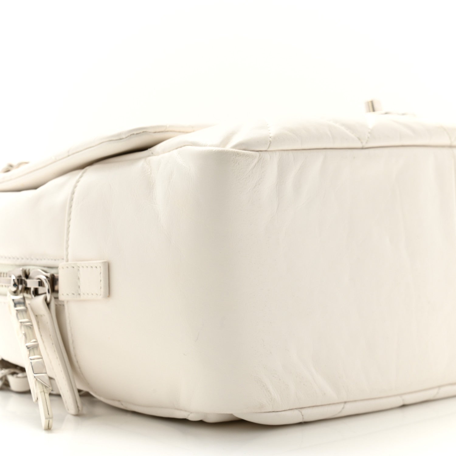 Chanel Aged Calfskin Quilted Small Express Bowling Bag White 9 of 11