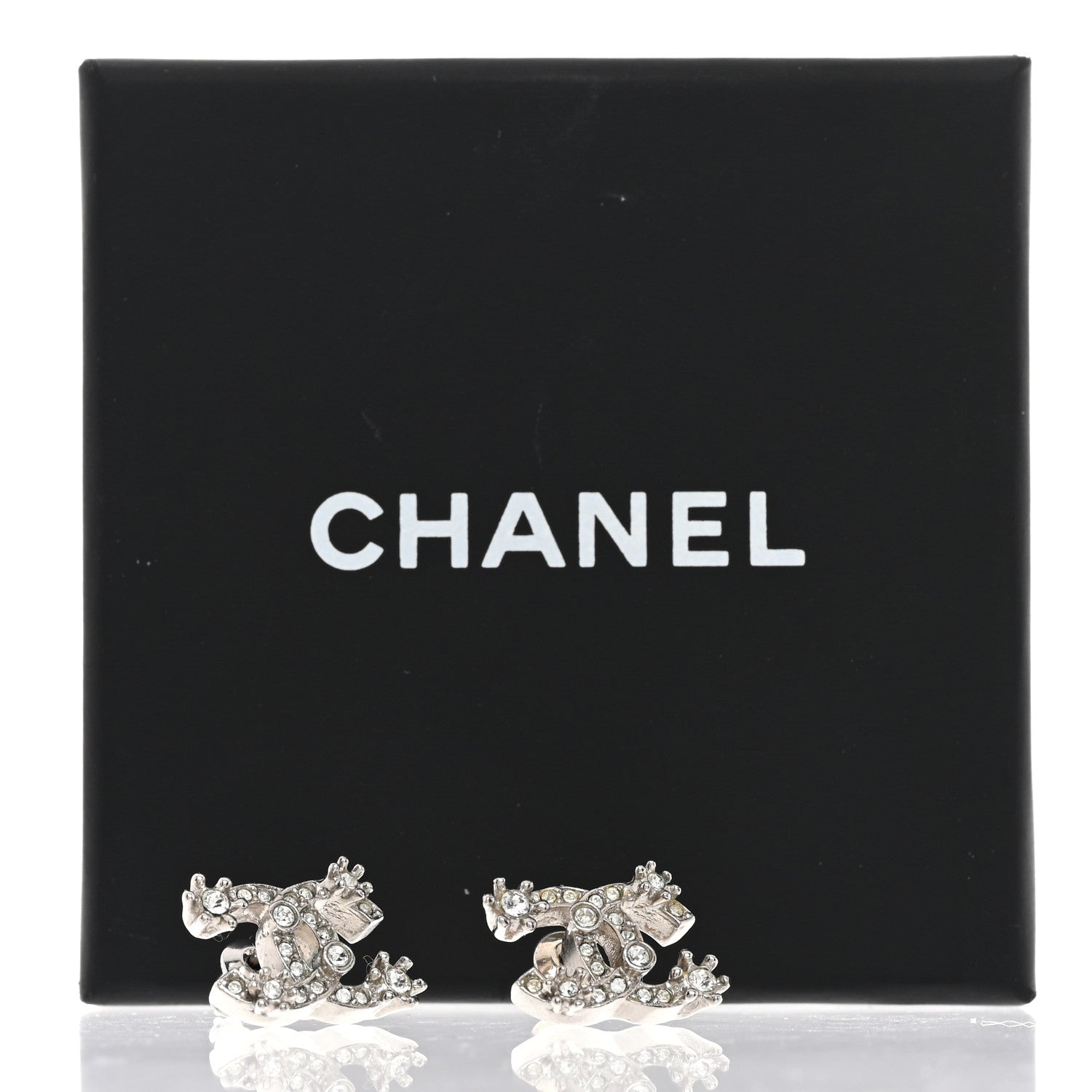 Chanel Crystal CC Star Earrings Silver 5 of 5