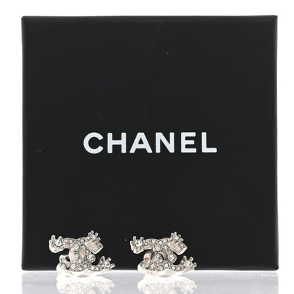 Chanel Crystal CC Star Earrings Silver 5 of 5