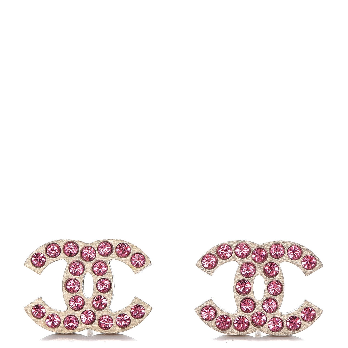 Crystal CC Earrings Matte Silver Pink