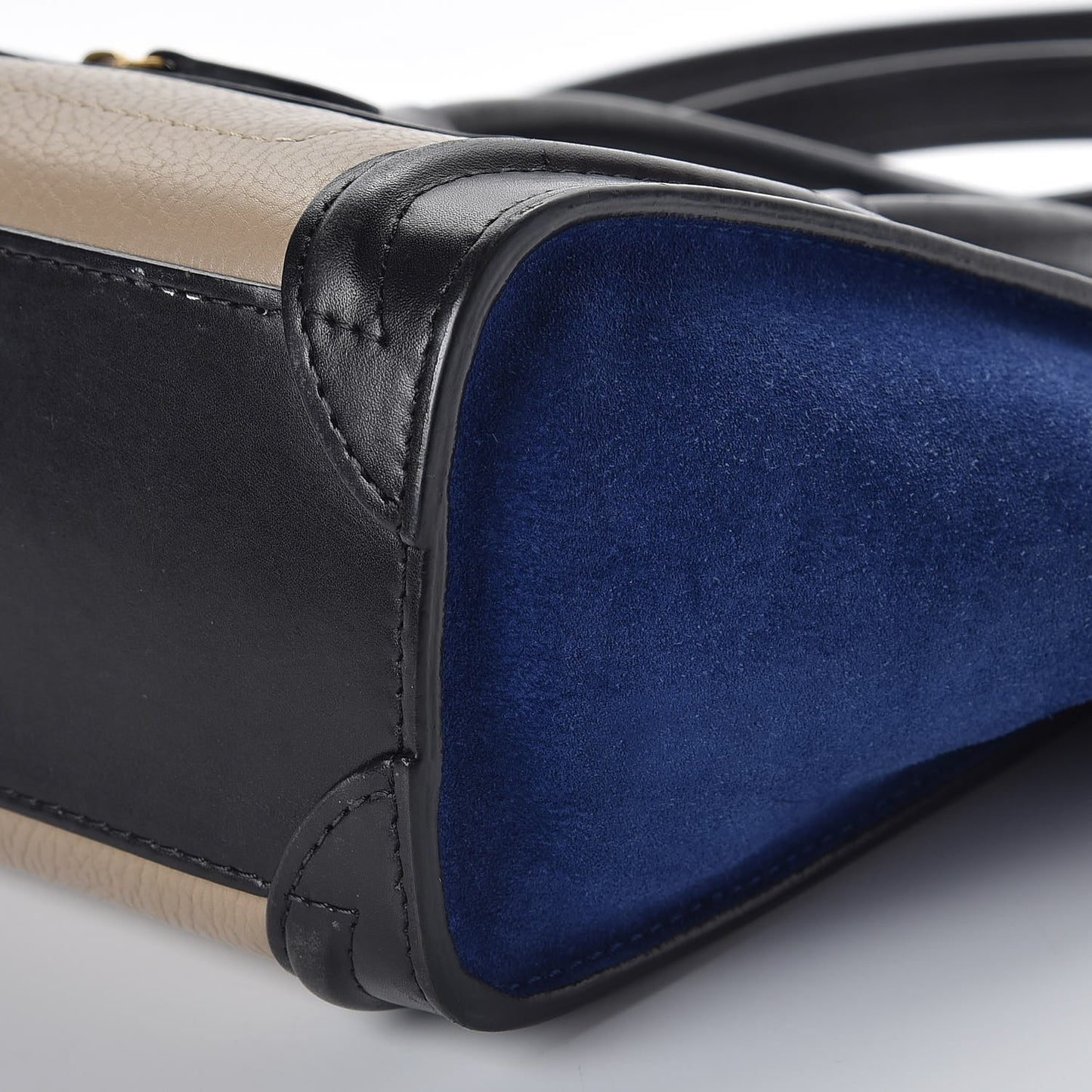 Elephant Calfskin Suede Tri-color Nano Luggage Sand