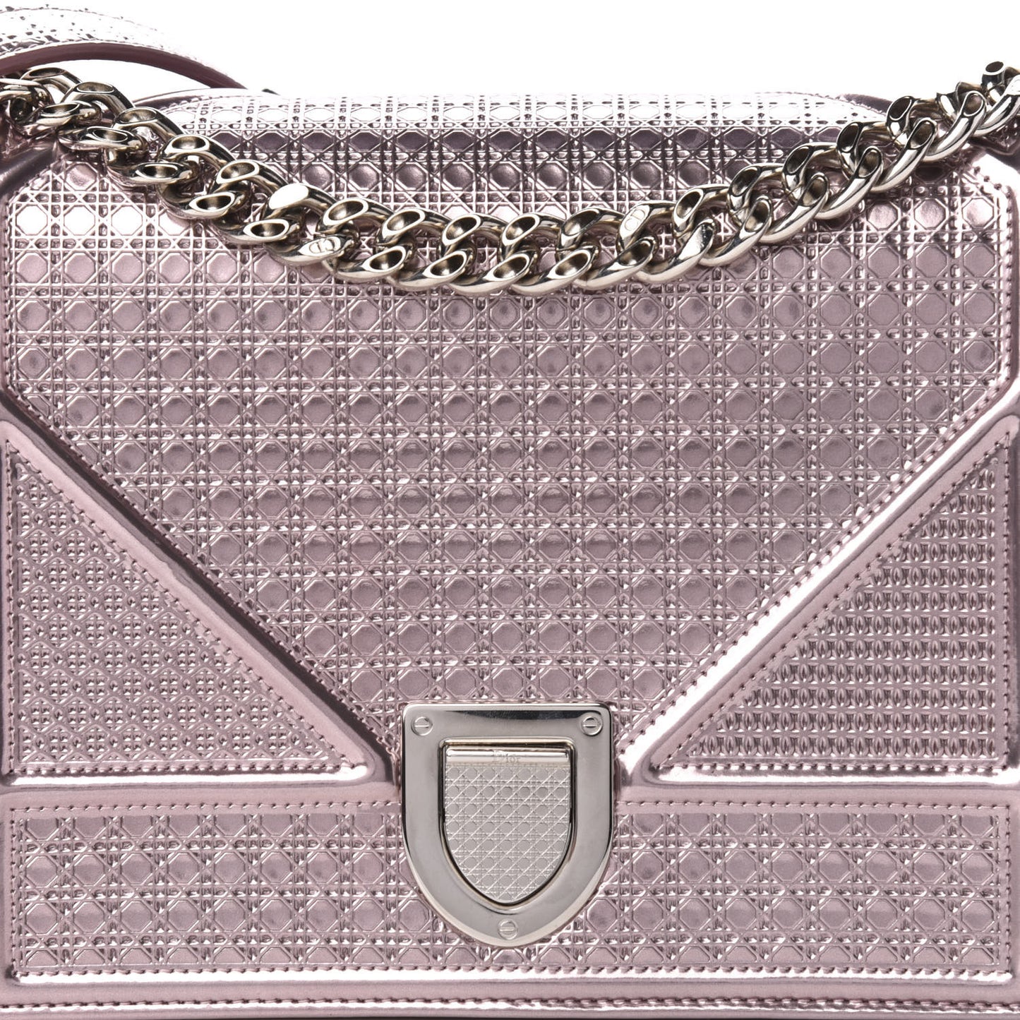 Metallic Patent Micro-Cannage Medium Diorama Flap Bag Hyper Pink