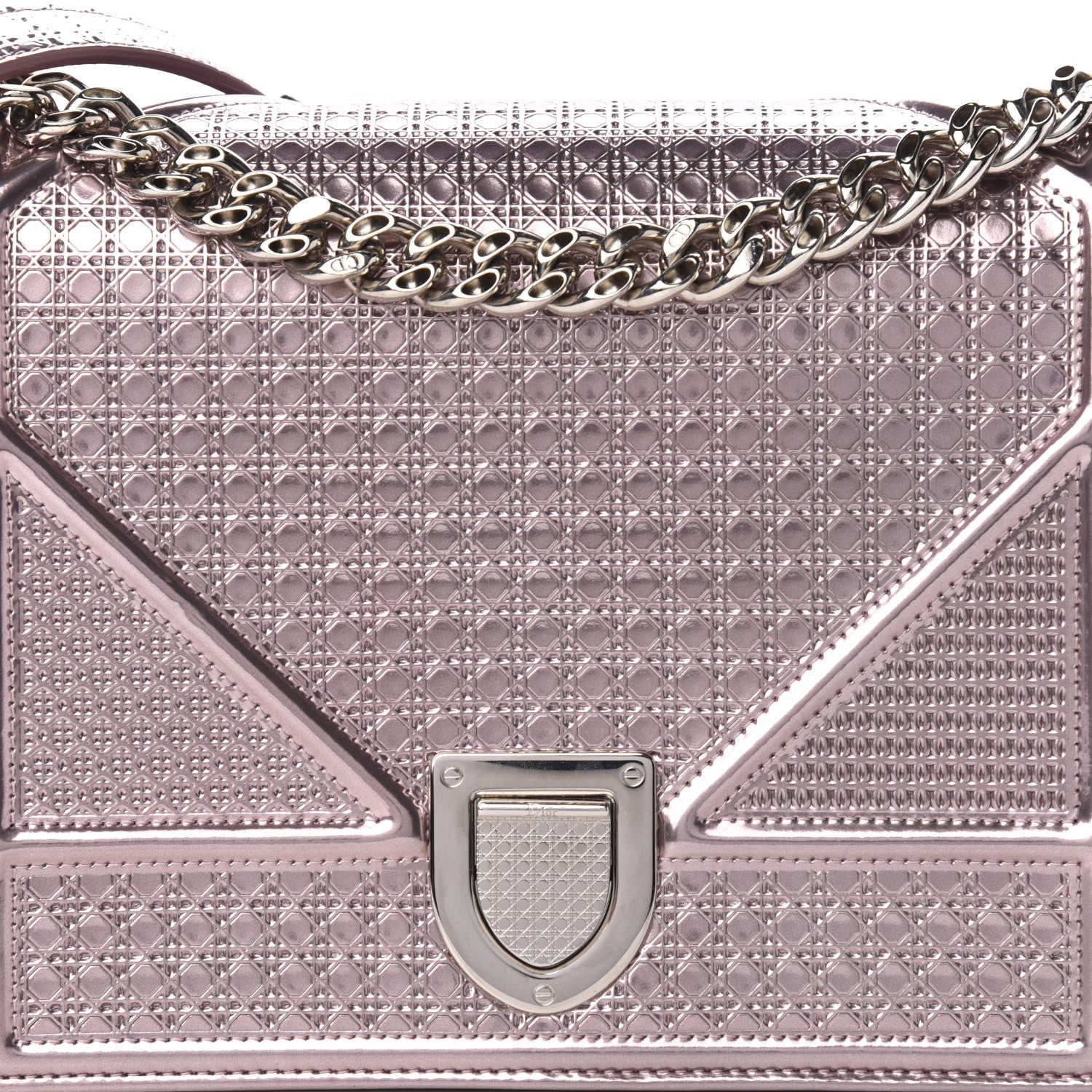 Christian Dior Metallic Patent Micro-Cannage Medium Diorama Flap Bag Hyper Pink 11 of 12