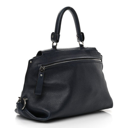 Salvatore Ferragamo Grained Calfskin Sofia Satchel Navy 3 of 15