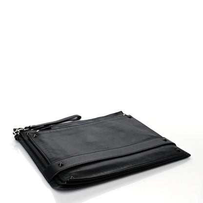 Valentino Garavani Nappa Rockstud Triple Zip Wristlet Pouch Black 4 of 14