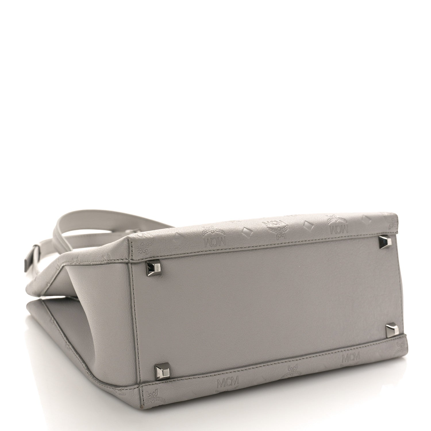 MCM Calfskin Ottomar Monogram Sarah Medium Hobo Dove Grey 4 of 8