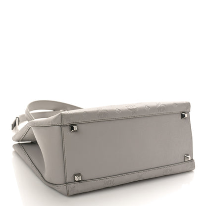 MCM Calfskin Ottomar Monogram Sarah Medium Hobo Dove Grey 4 of 8