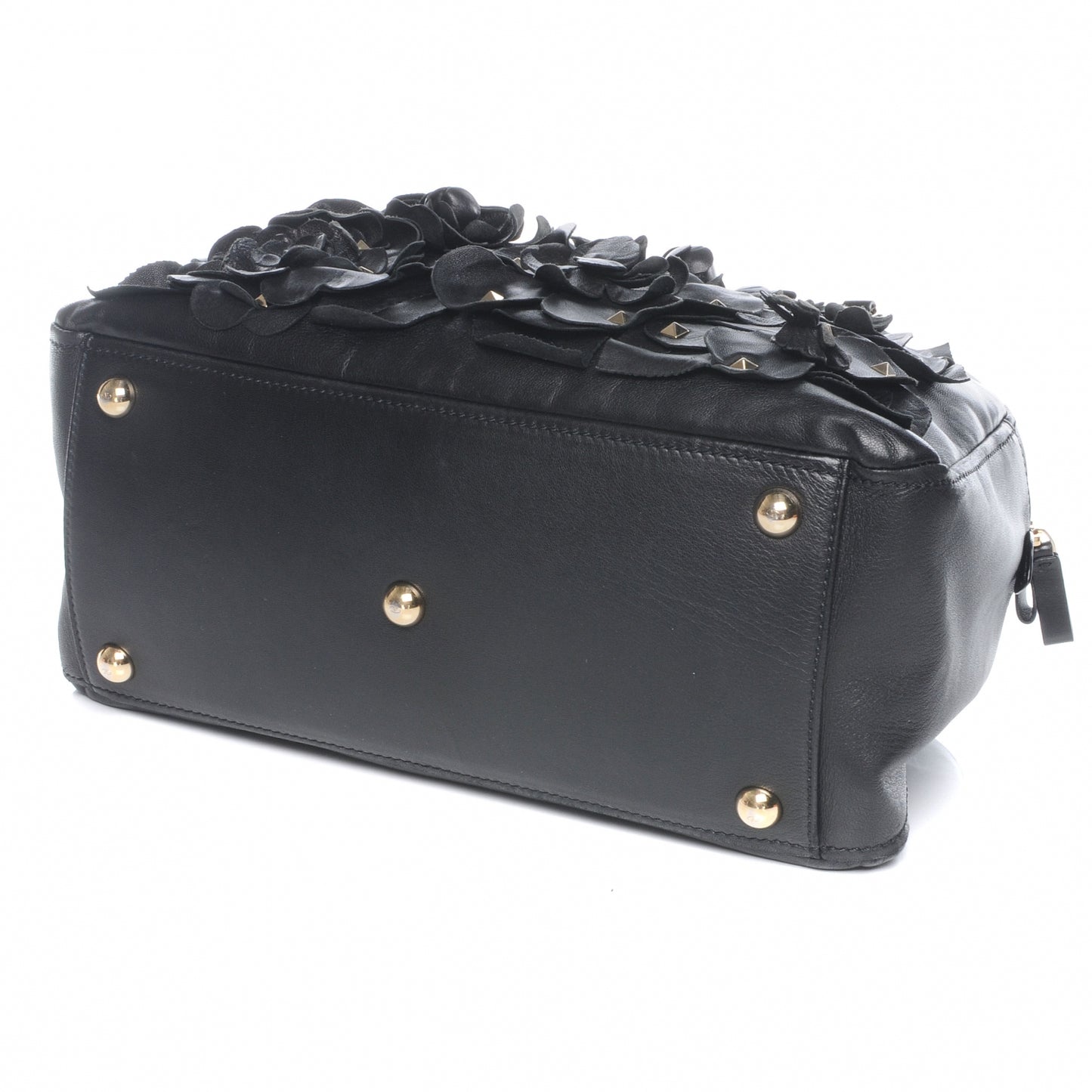 Nappa Studded Rosette Bowler Black