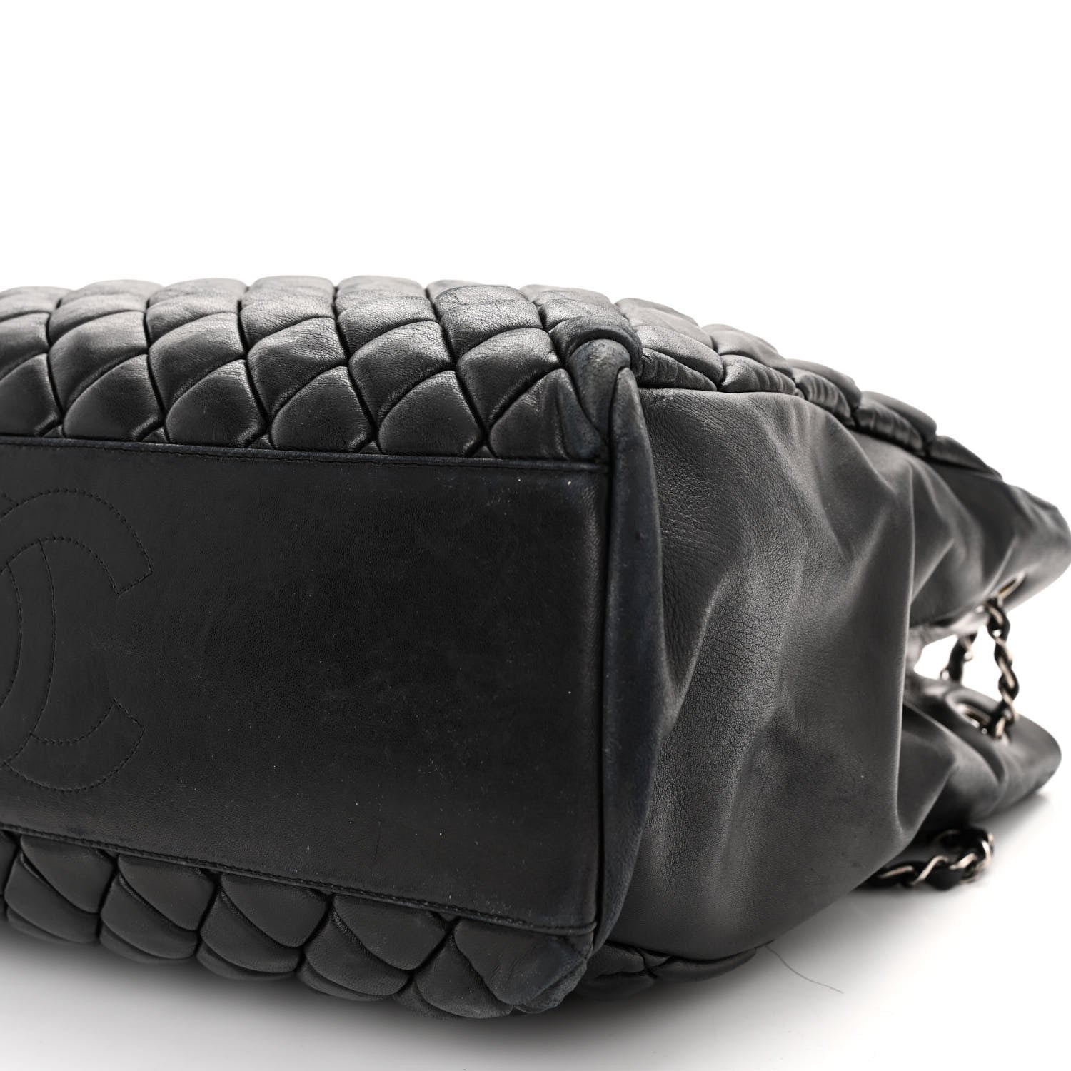Chanel Lambskin Quilted Medium New Bubble North South Tote Black 10 of 11