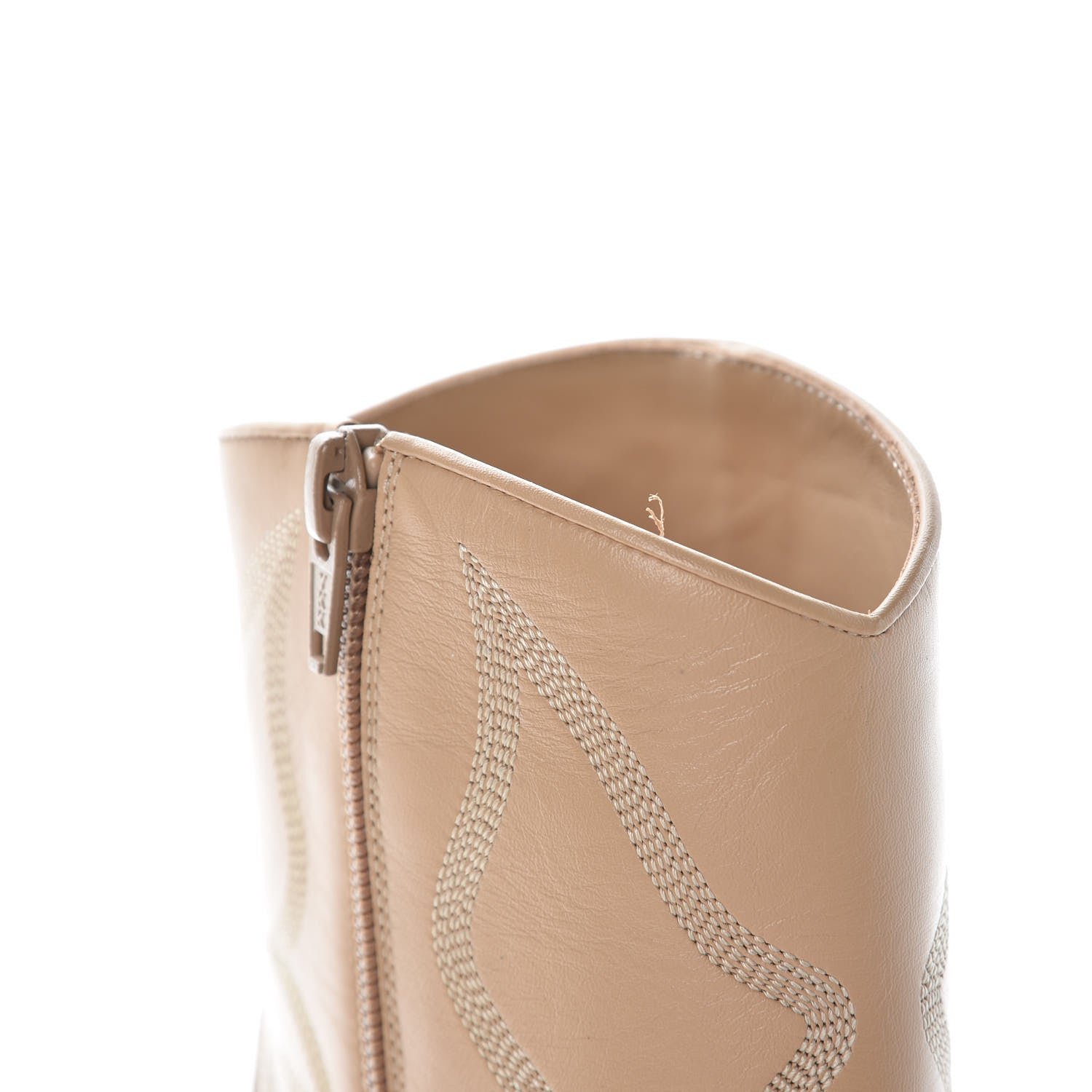 Valentino Garavani Calfskin Embroidered Texan 50mm Cowboy Ankle Boots 39 Naturale 9 of 10