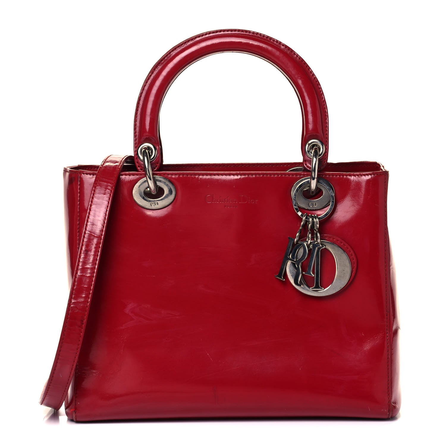 Christian Dior Patent Medium Lady Dior Red 1 of 14