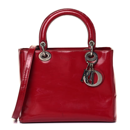 Christian Dior Patent Medium Lady Dior Red 1 of 14