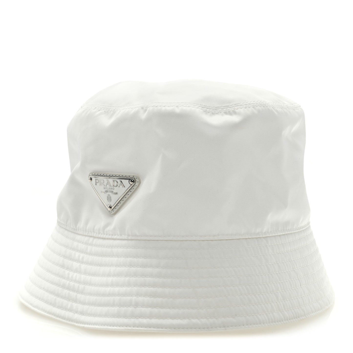 Re-Nylon Metal Triangle Logo Mens Bucket Hat XL White
