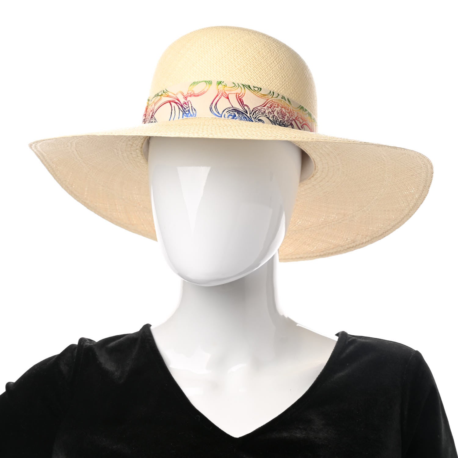 Hermes Panama Straw Brisa Brides De Gala Hat 56 Naturel Multicolore 2 of 9
