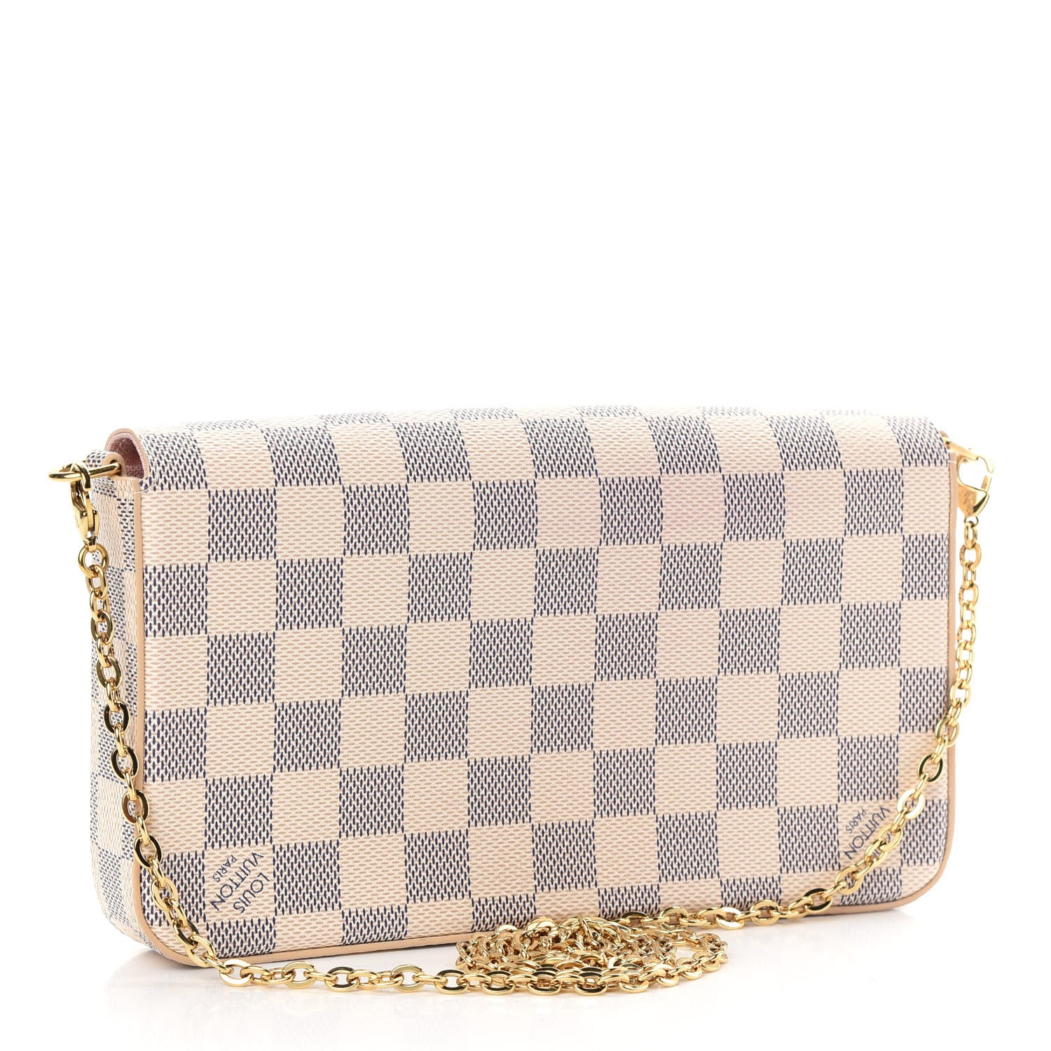 Louis Vuitton Damier Azur Pochette Felicie Chain Wallet Rose Ballerine 3 of 9