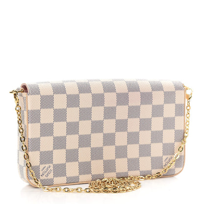 Louis Vuitton Damier Azur Pochette Felicie Chain Wallet Rose Ballerine 3 of 9