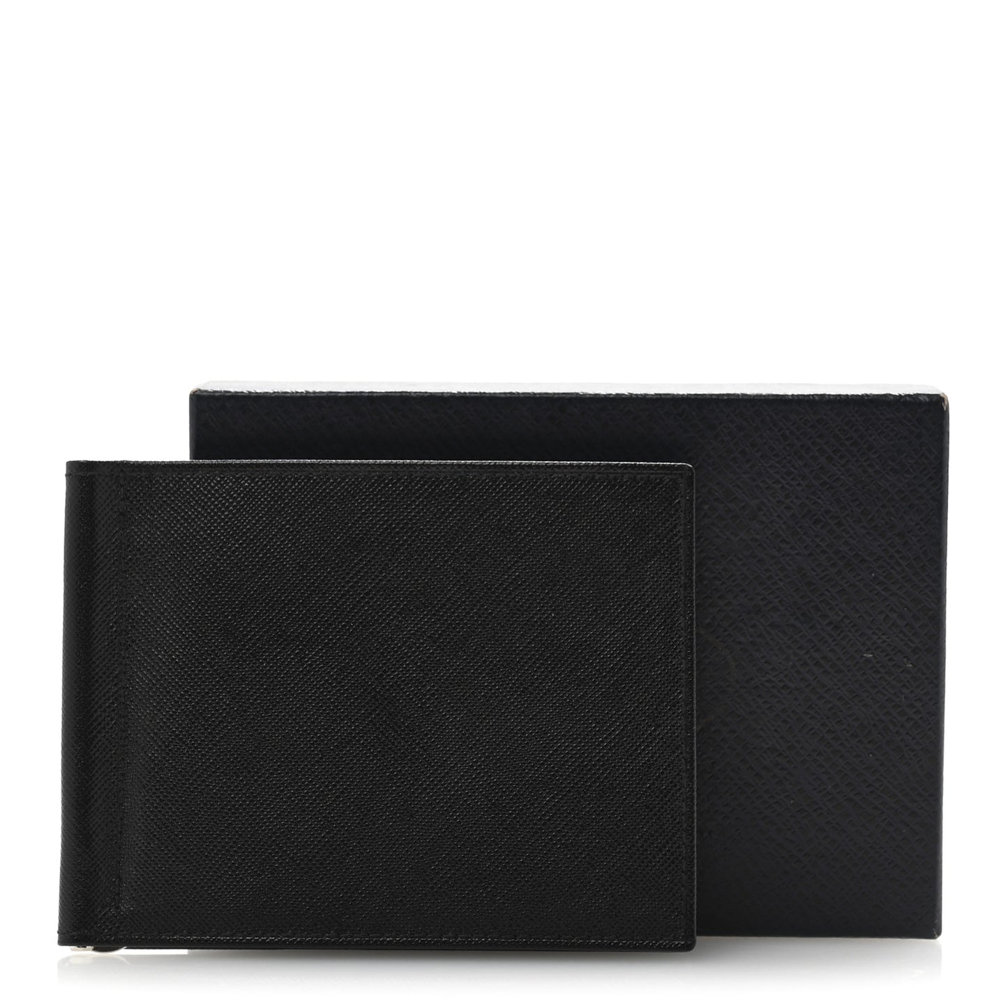 Saffiano Money Clip Bi-Fold Wallet Black