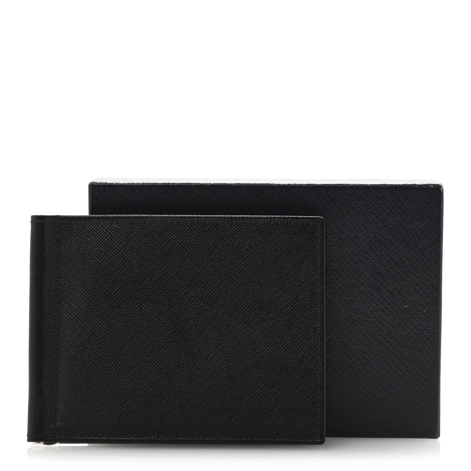Prada Saffiano Money Clip Bi-Fold Wallet Black 10 of 10