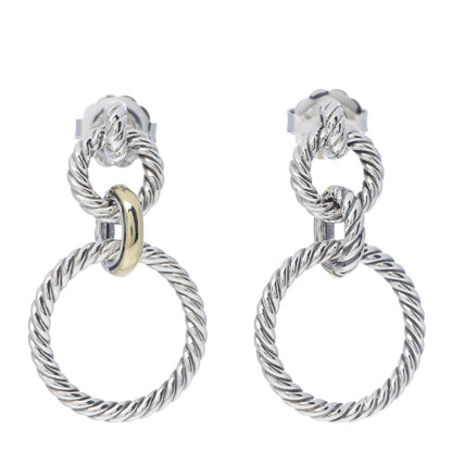 David Yurman Sterling Silver 18K Yellow Gold Cable Classics Doorknocker Earrings 1 of 3