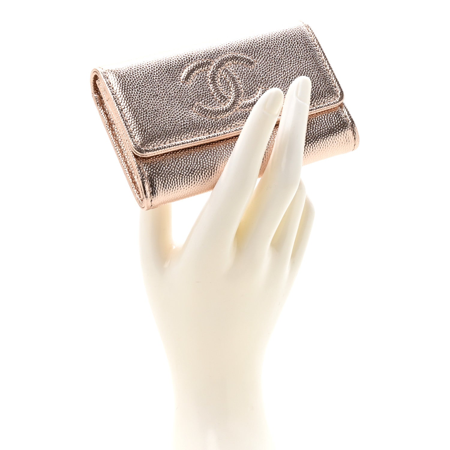 Chanel Metallic Caviar Quilted CC Flap Card Holder Copper 2 of 8