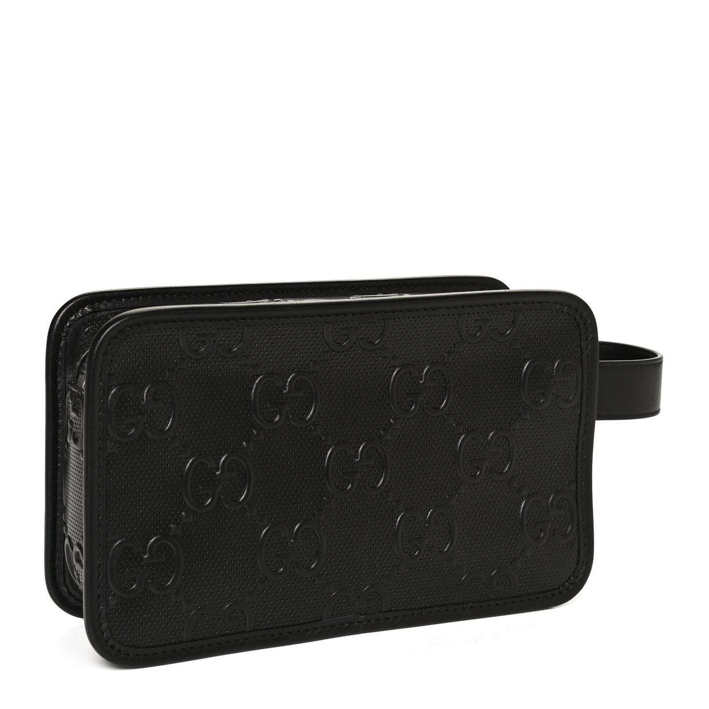 Calfskin GG Tennis Embossed Cosmetic Case Black