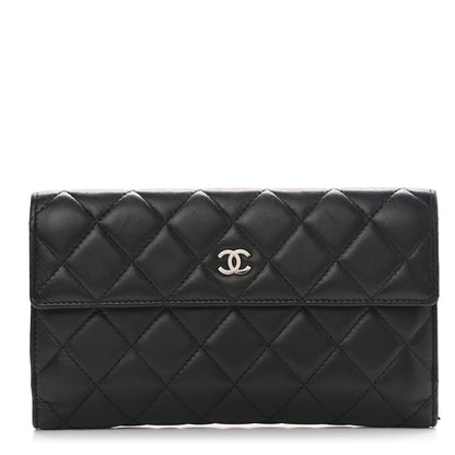 Chanel Lambskin Quilted Long Flap Wallet Black 1 of 8