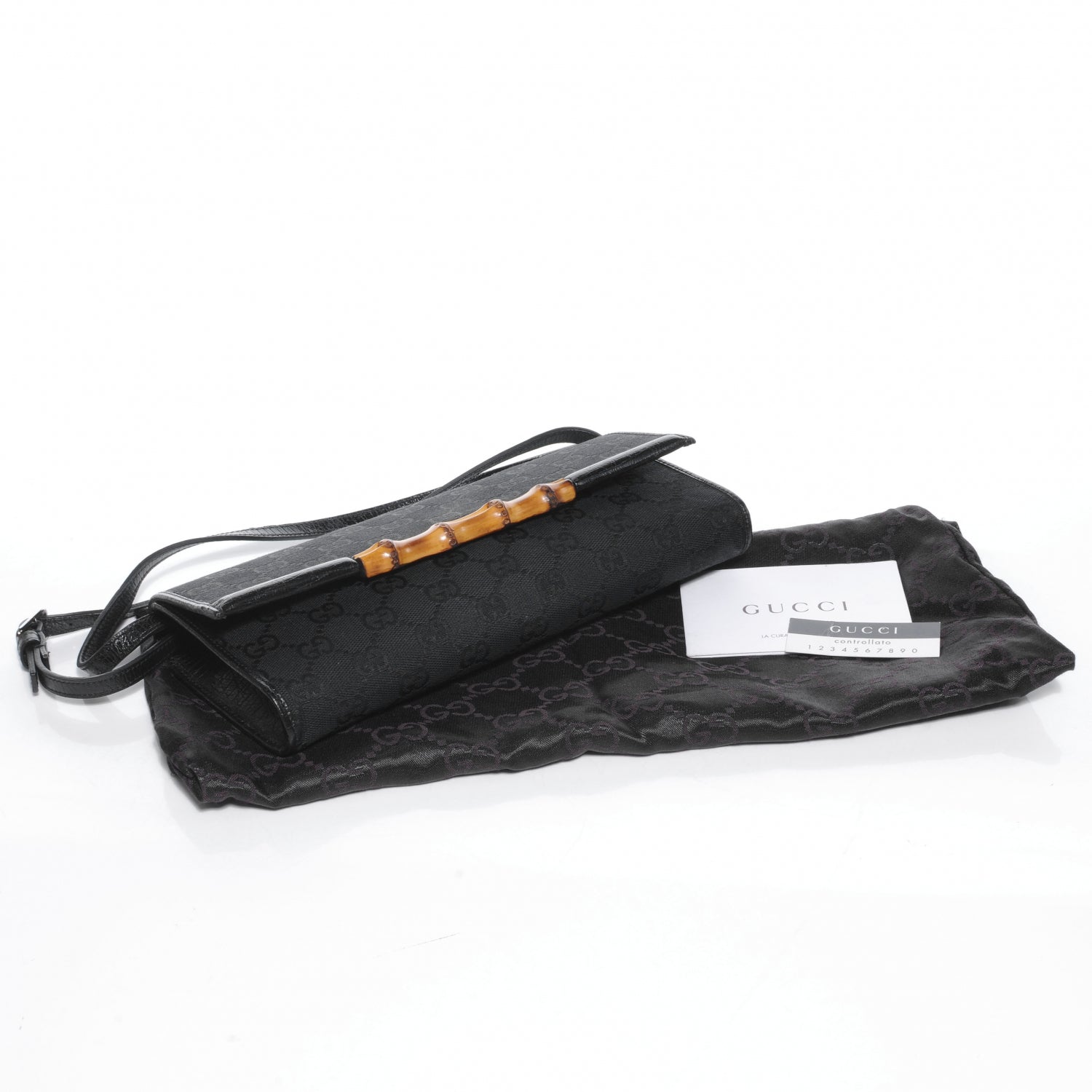 Gucci Monogram GG Bamboo Bar Clutch Black 4 of 6