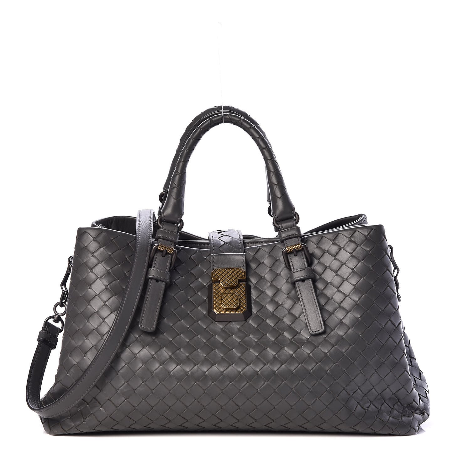 Light Calf Intrecciato Small Roma Light Grey