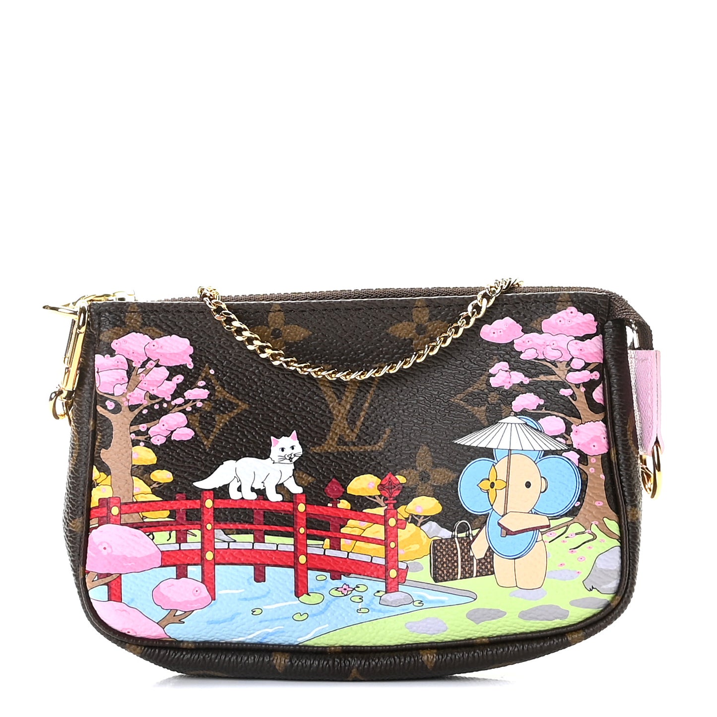 Monogram 2021 Christmas Animation Japanese Garden Mini Pochette Accessories Wisteria Pink