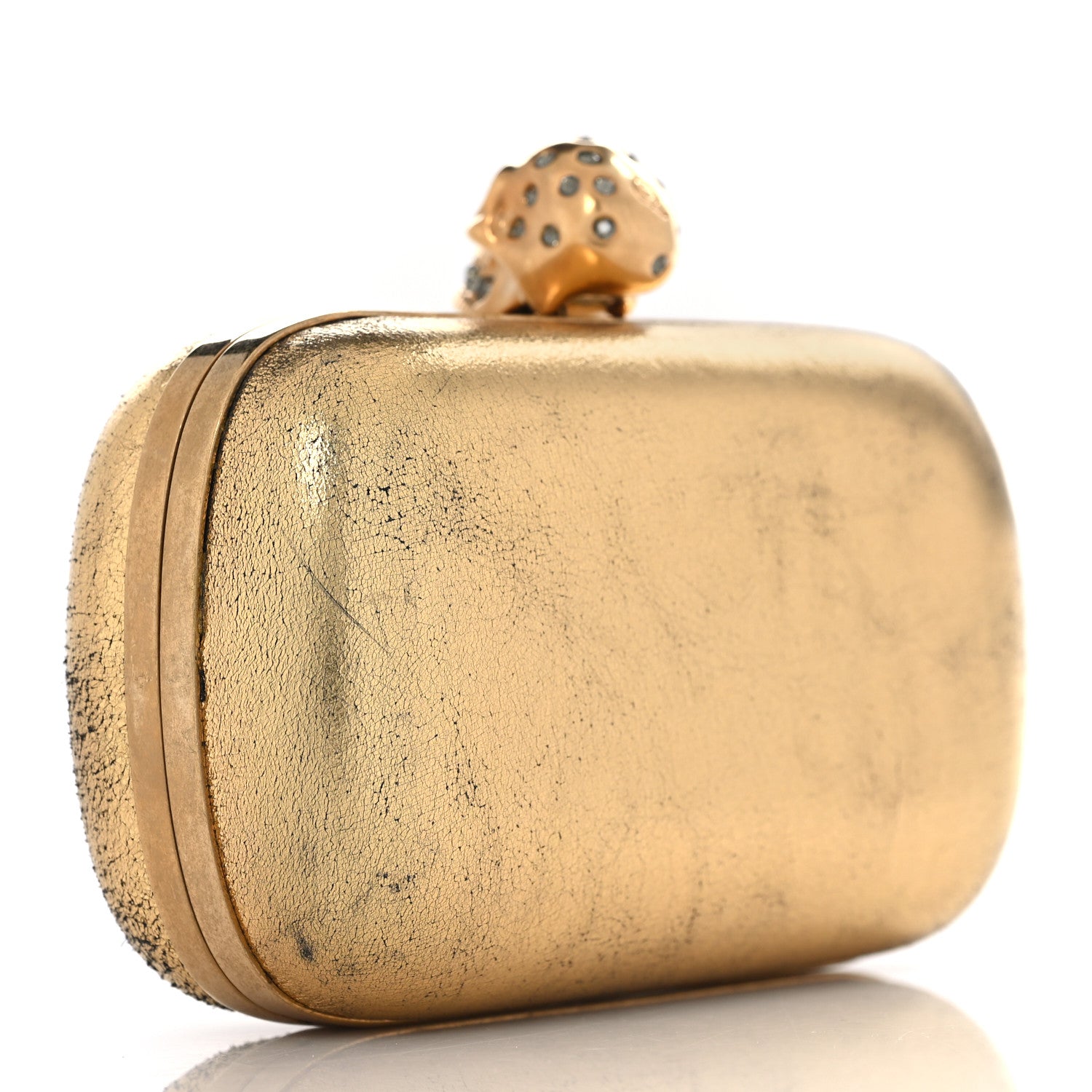 Alexander McQueen Metallic Nappa Skull Box Clutch Gold 2 of 10