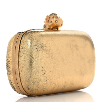 Alexander McQueen Metallic Nappa Skull Box Clutch Gold 2 of 10