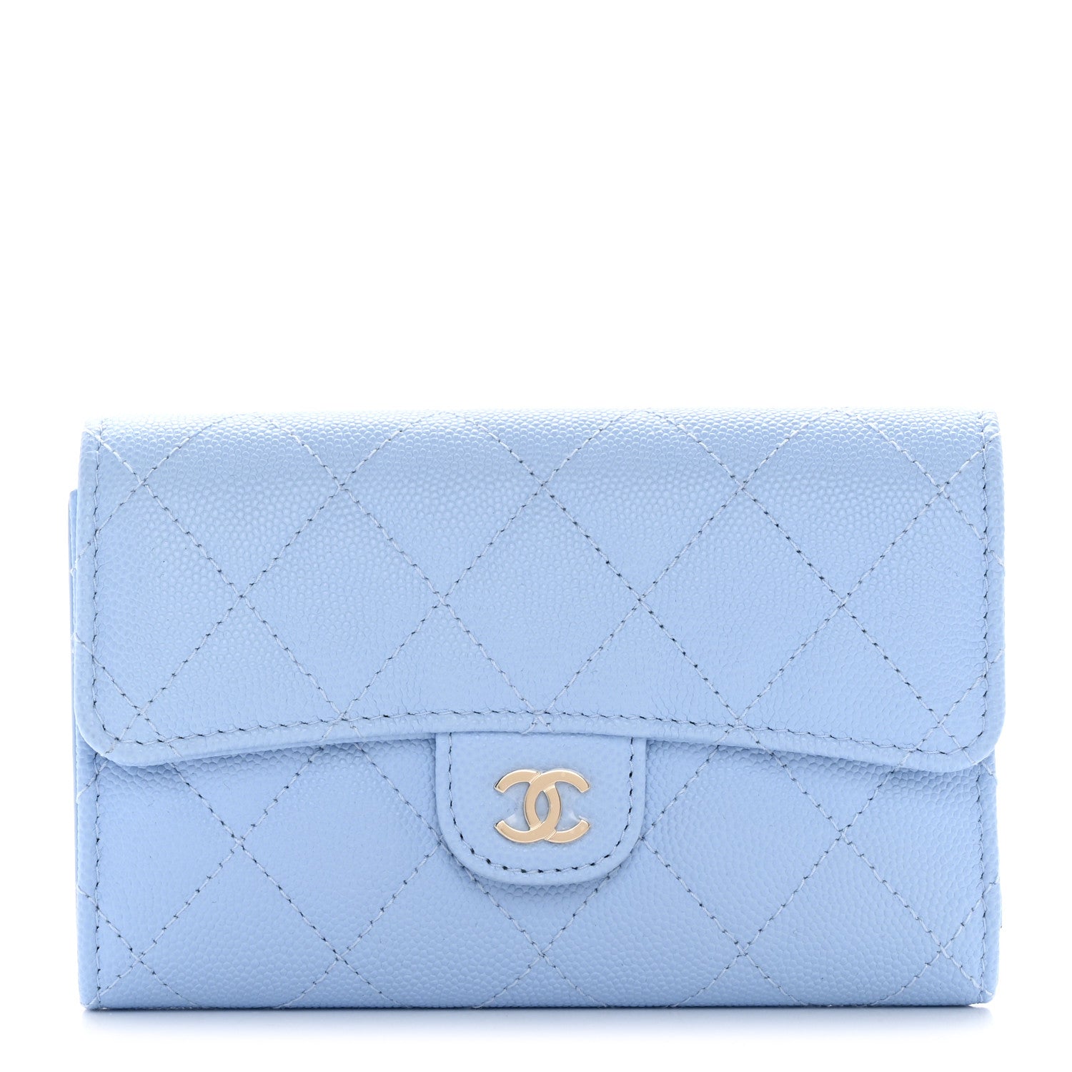 Chanel Caviar Quilted Medium Flap Wallet Light Blue 1 of 11
