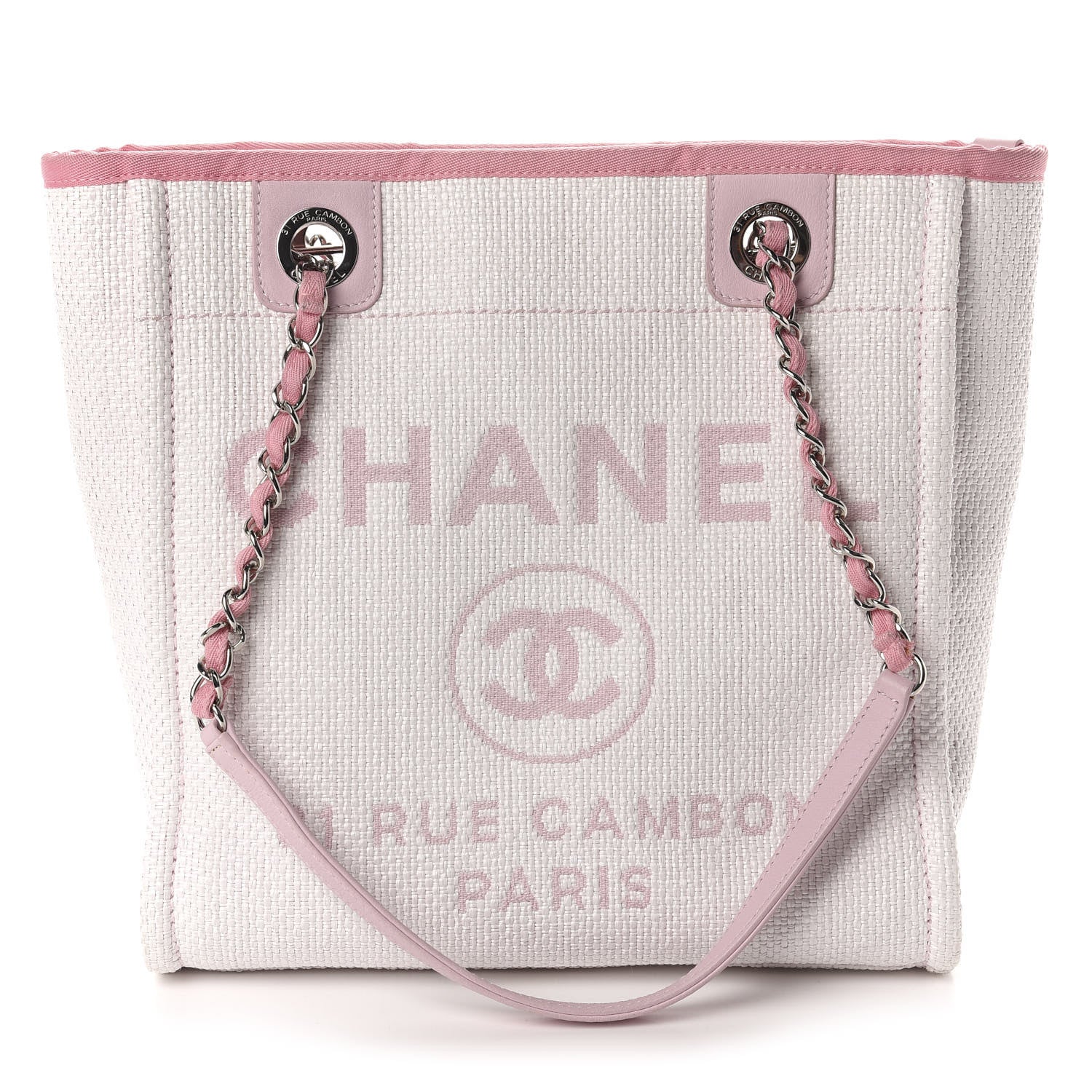 Chanel Woven Straw Raffia Mini Deauville Tote Pink 1 of 13