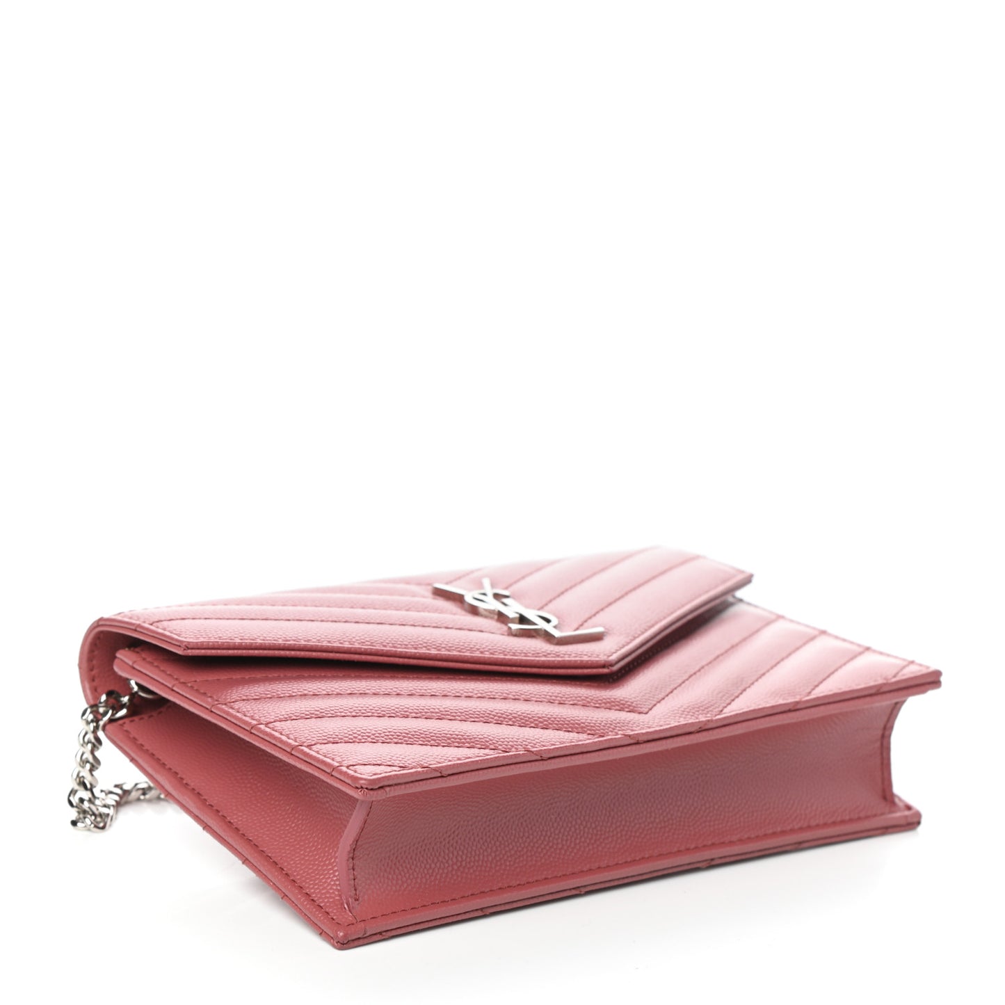 Grain De Poudre Matelasse Chevron Monogram Envelope Chain Wallet Blush Fonce