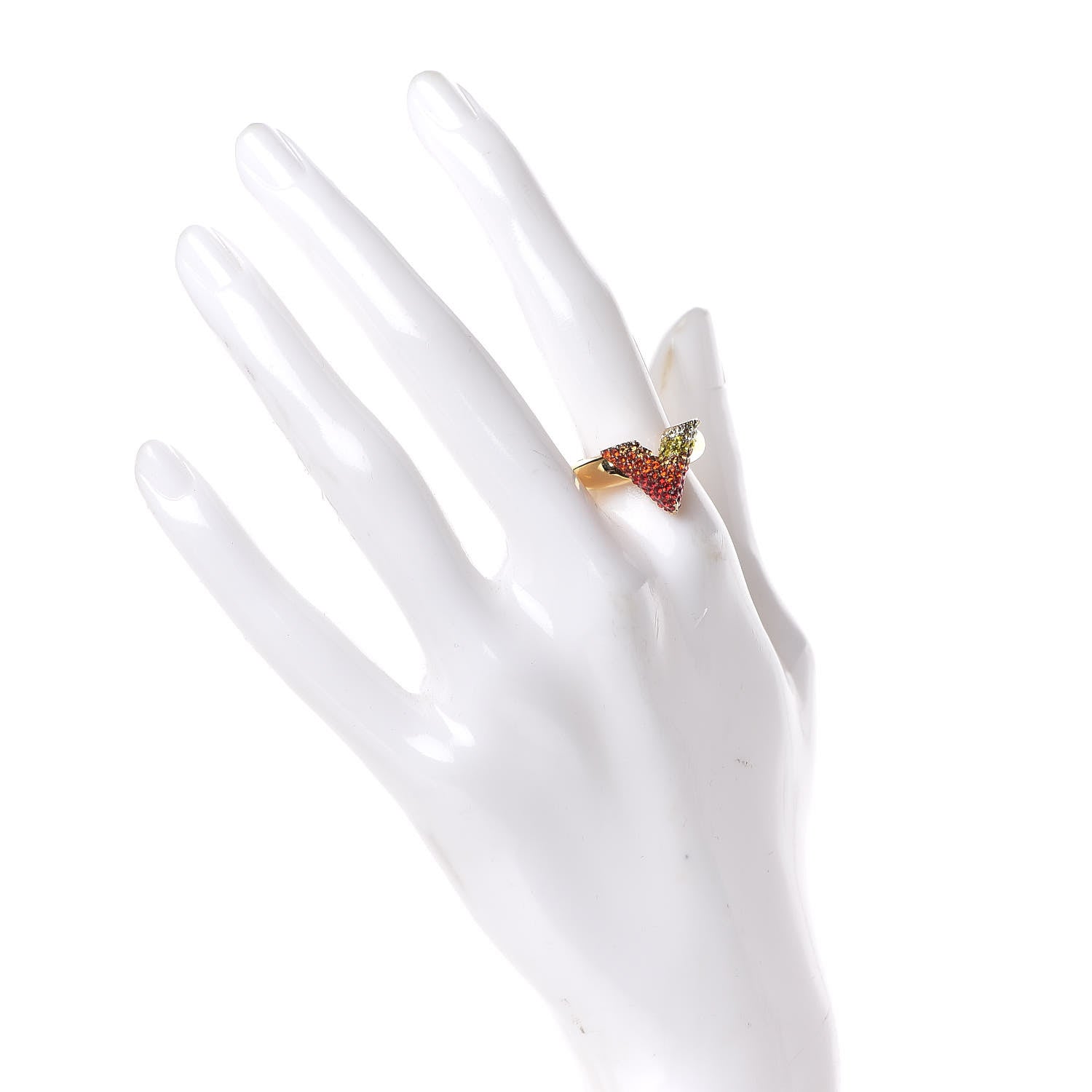 Louis Vuitton Crystal Essential V Strass Ring M 6.25 Multicolor Gold 2 of 6