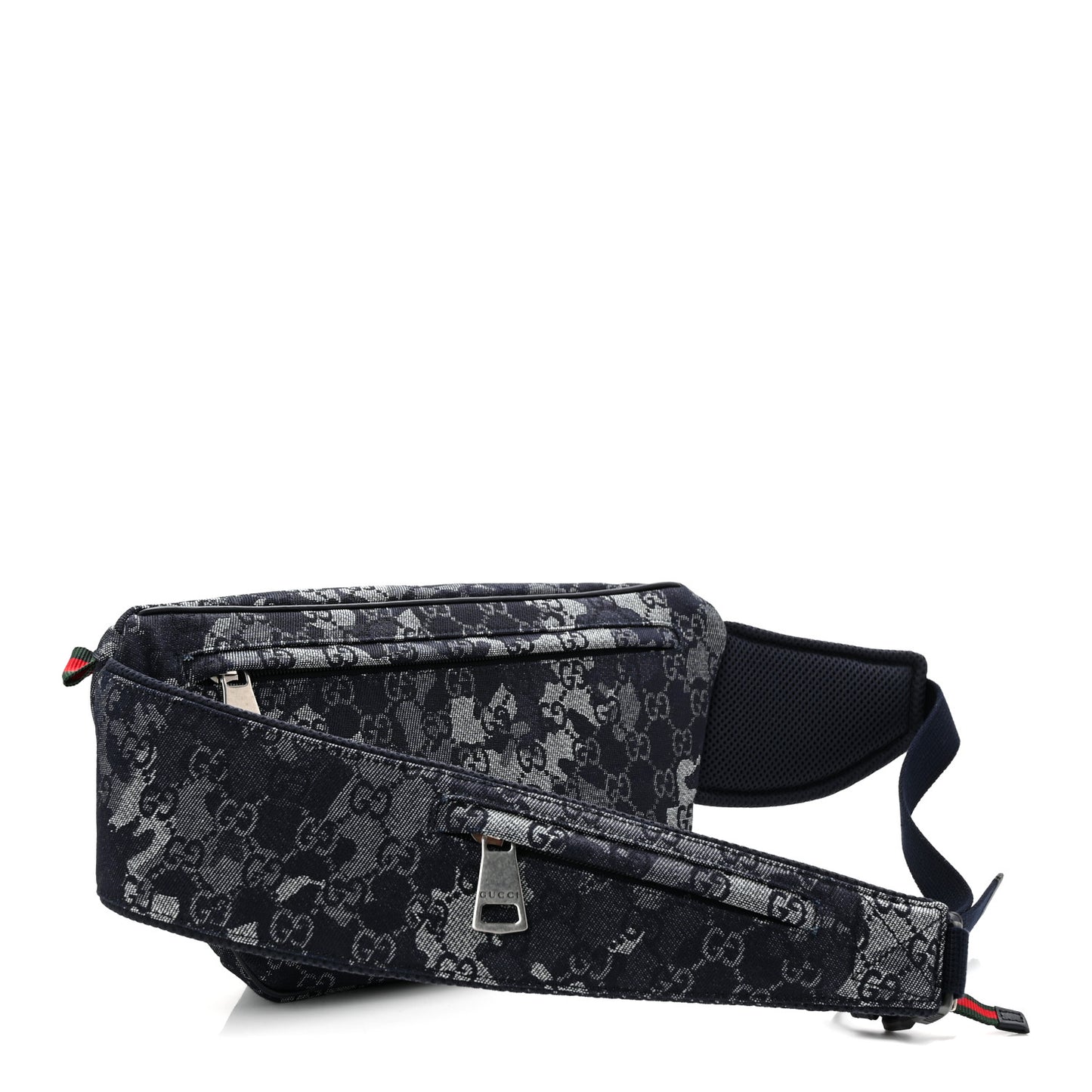 Denim Monogram Web Belt Bag Blue Multicolor