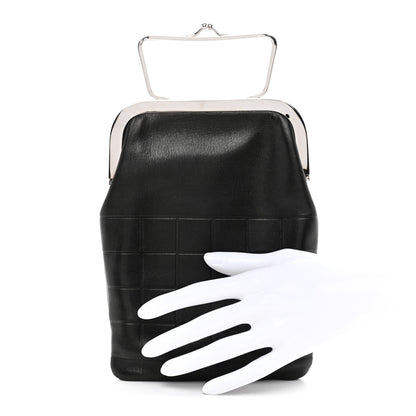 Chanel Lambskin Chocolate Bar Kisslock Frame Clutch Black 2 of 9