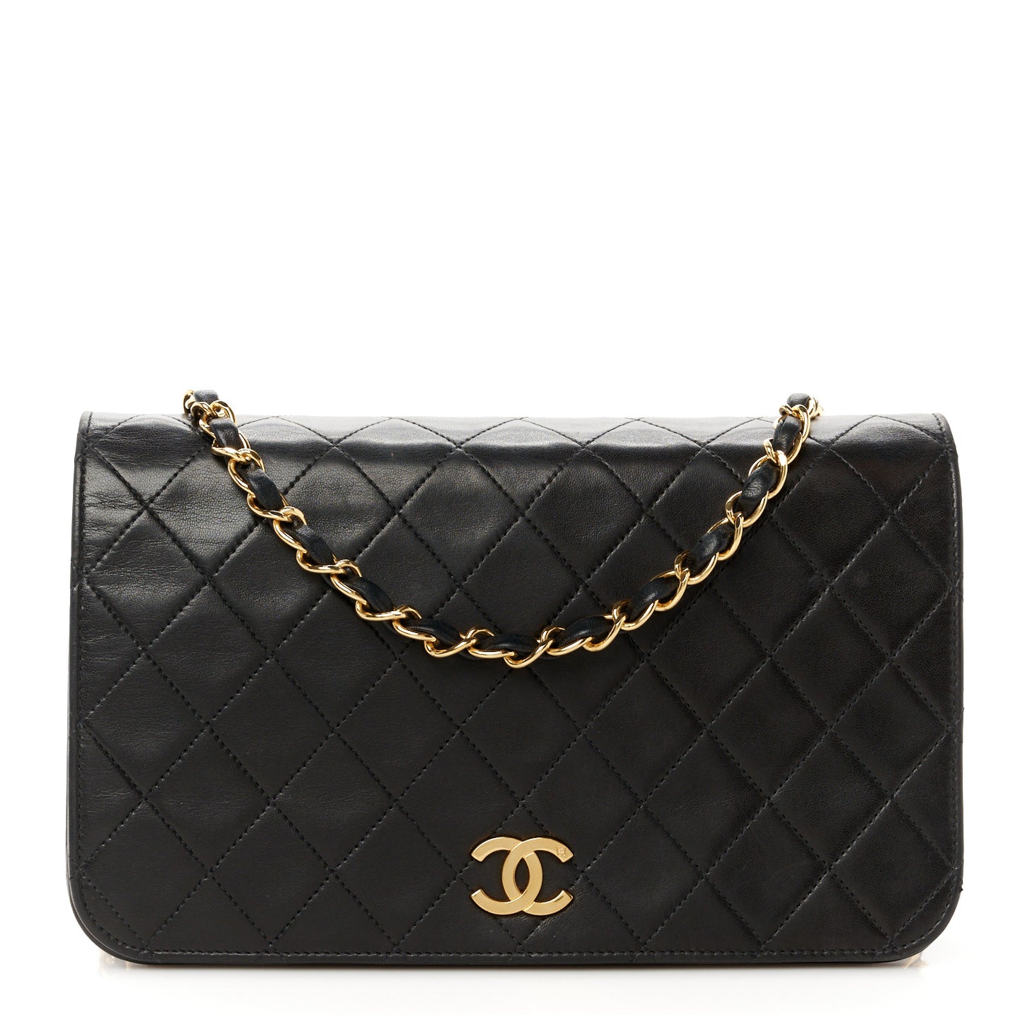 Lambskin Quilted Small Single Flap Black