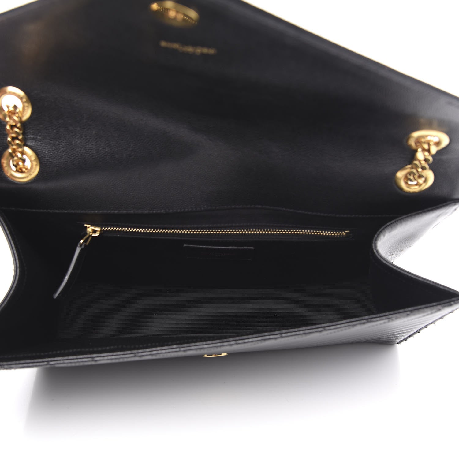 Saint Laurent Grain De Poudre Matelasse Chevron Large Monogram Satchel Black 4 of 9