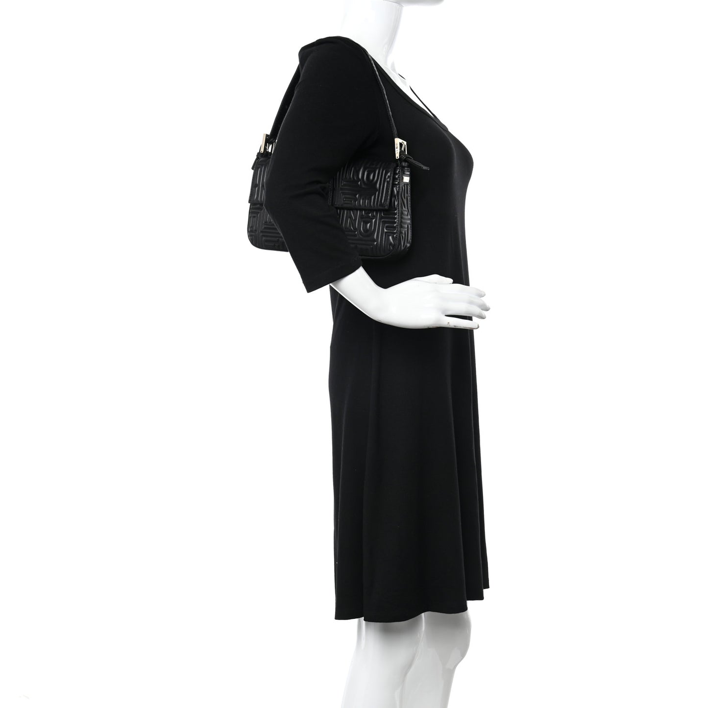 Nappa Logo Embossed Baguette Black
